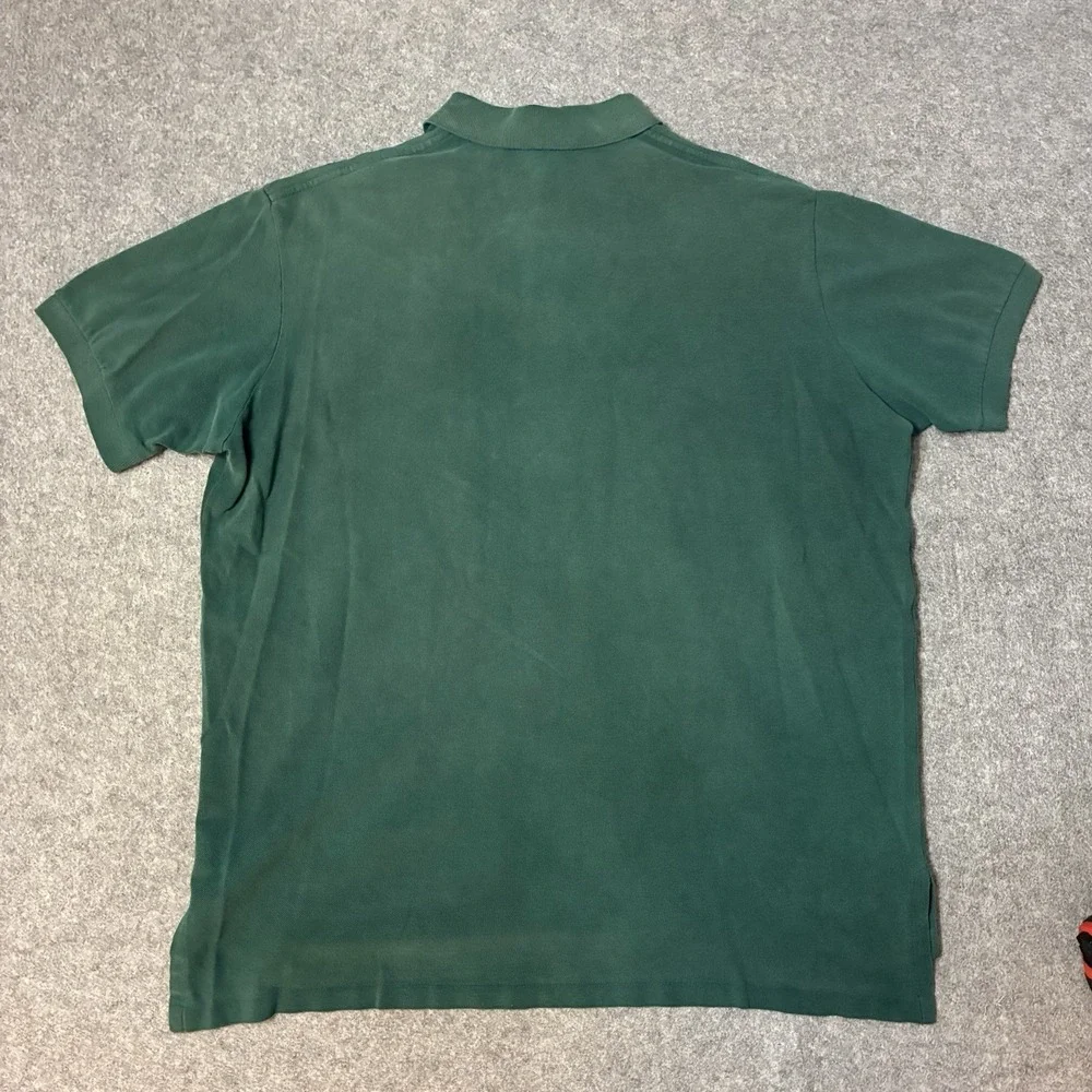 Vintage Polo Ralph Lauren Mens Green Polo Shirt Made in USA Size Large Pocket